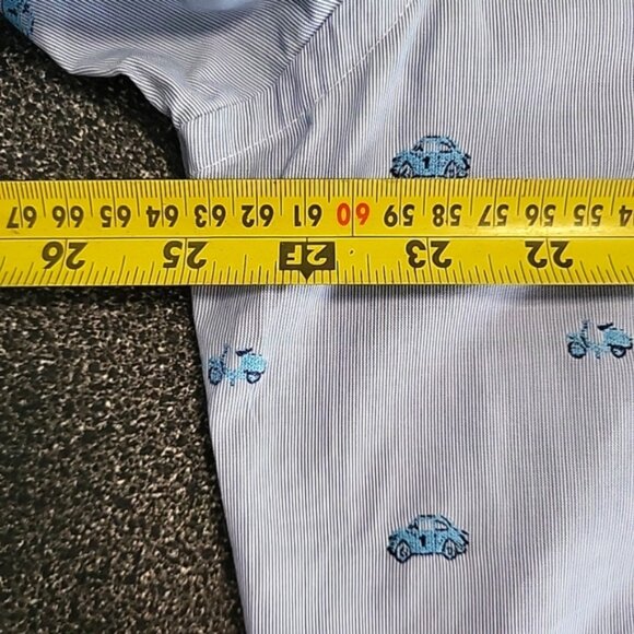 Masutto Men's Shirt Size XXL Blue Embroidered Scooter & Car Contrast Cuffs - Picture 11 of 13